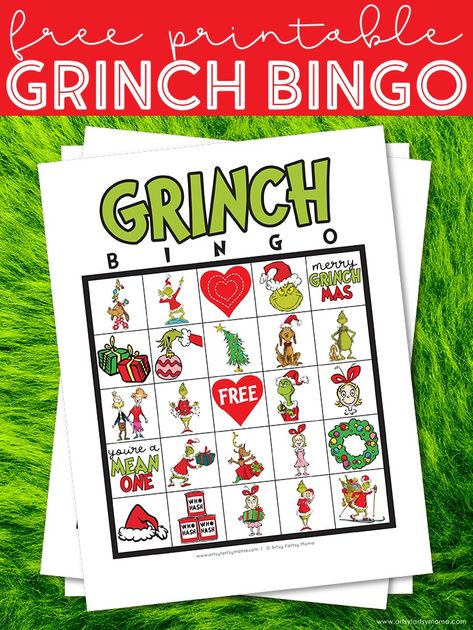 Free Printable Grinch Bingo #grinch #grinchparty #grinchday #thegrinch #bingo #printablegames #freeprintable #classroomactivities #christmas #christmasactivities #kidschristmas #kidschristmasactivities #grinchgames #christmasgames Grinch Holiday Games, Grinch Kids Activities, Grinch Themed Activities For Kids, Grinch Bingo Free Printable, Grinch Party Games For Kids, Grinch Party Activities, Grinch Games For Adults, Grinch Images Free Printable, Grinch Games For Kids