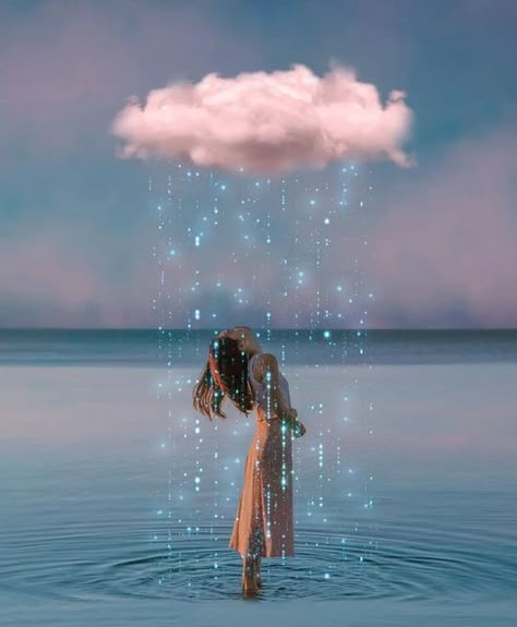 Rain Fairy, Spiritual Photography, Arte Glitter, Tarot Magic, Lovely Flowers Wallpaper, Rain Cloud, So Deep, Fantasy Paintings, Love Dream