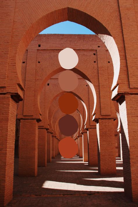 Terracotta color palette inspired by Moroccan architecture - Photograph by @pomylka on unsplash #color #colorpalette #branding #home #inspiration #nude #terracotta #morocco Follow @CreativeTadpole for more color inspo! Morocco Inspired Home, Pantone Terracotta Colour Palettes, Morroco Color Palette, Terracotta Astetic, Terracotta Color Aesthetic, Marrakech Color Palette, Moroccan Colour Palette, Middle East Color Palette, Arabic Color Palette