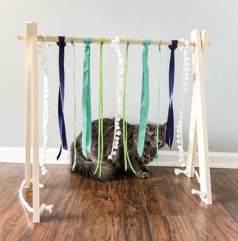 DIY Cat Play Gym via Charleston Crafted Diy Jouet Pour Chat, Diy Cat Tent, Katt Grejer, Chat Diy, Kat Diy, Homemade Cat Toys, Cat Tent, Diy Cat Toys, Cats Diy Projects