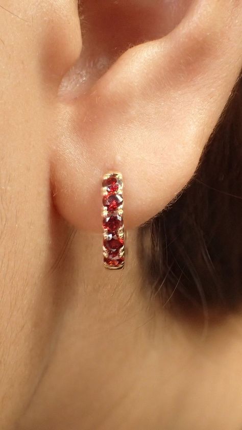 Gold Neck Chain, Red Ruby Earrings, Huggie Earrings Silver, Formal Jewelry, Huggie Earring, Etsy Bridesmaid Gifts, Gifts Bridesmaid, Ruby Earrings, Garnet Earrings