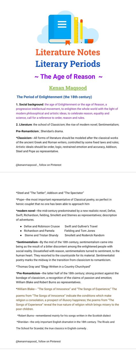 Literary movements in the history of English literature... Old English Period In Literature, Periods Of English Literature, Literary Movements, The Age Of Reason, History Of English Literature, Literature Notes, English Literature Notes, Literature Study Guides, Forms Of Literature