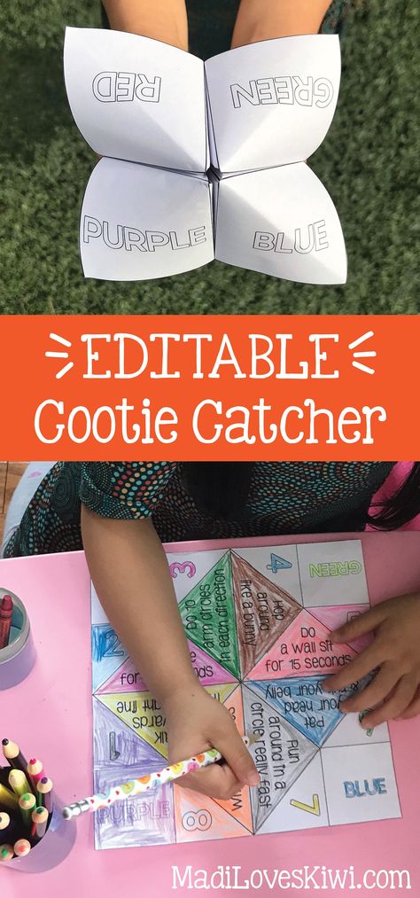 Cootie Catcher Template, Paper Games For Kids, Cootie Catcher, Fortune Tellers, Free Activities For Kids, Screen Free Activities, Paper Games, Yoga Positions, Educational Activities For Kids