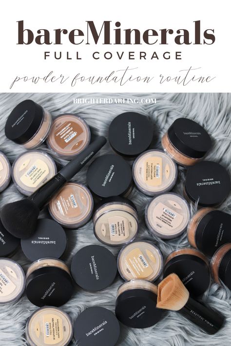 bareMinerals full coverage powder foundation routine 2018 | brighter darling blog Bare Minerals Powder Foundation, Full Coverage Powder Foundation, Bare Minerals Foundation, Bare Minerals Makeup, Foundation Routine, Foundation Tips, Makeup Before And After, Mineral Foundation, Top Makeup Products