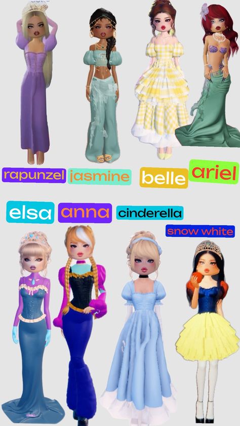 dress to impress theme: disney princess #dti #dtioutfits #dresstoimpress #disneyprincesses Dress To Impress Princess Theme, Disney Princess Dress To Impress, Disney Dress To Impress, Dress To Impress Princess, Dti Codes, Disney Princess Dresses, Princess Theme, Disney Dresses, Elsa Anna