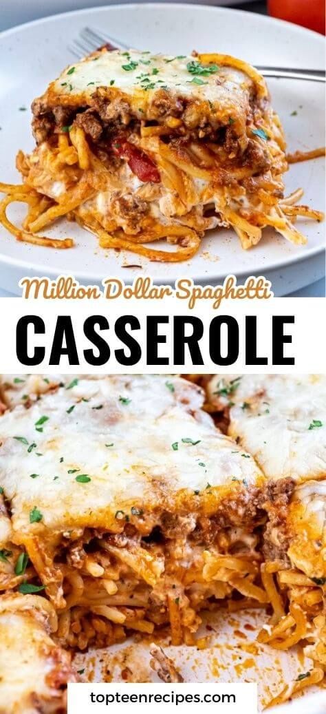 Million Dollar Spaghetti Casserole - Top Recipes Million Dollar Spaghetti Casserole, Spaghetti Casserole Recipe, Italian Casserole, Spaghetti Recipes Easy, Million Dollar Spaghetti, Baked Spaghetti Recipe, Spaghetti Casserole, Pasta Dinner Recipes, Baked Spaghetti