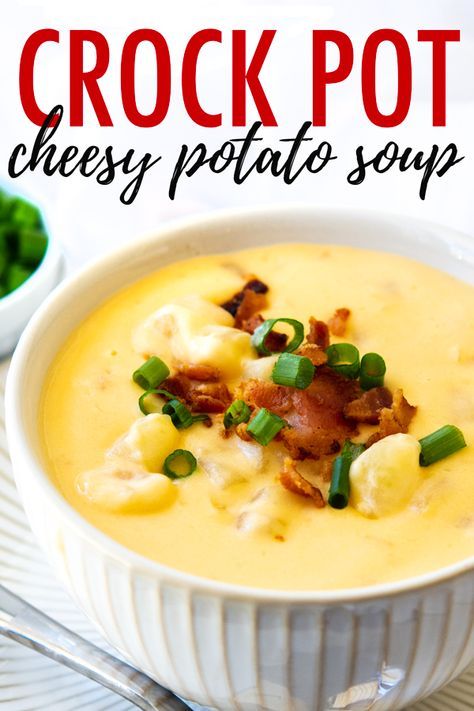 Crock Pot Cheesy Potato Soup, Easy Cheesy Potato Soup, Cheesy Potato Soup Recipe, Potato Soup Crock Pot Easy, Cheesy Potatoes Crock Pot, Quinoa Burger, Slow Cooker Potato Soup, Cheesy Potato Soup, Slow Cooker Potatoes