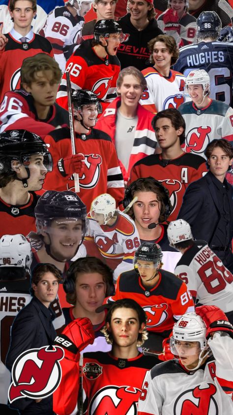 Jack Hughes Wallpaper, Charlie Conway, Hughes Brothers, Hockey Girlfriend, Jack Hughes, Hot Hockey Players, Hockey Baby, Wallpaper Collage, New Jersey Devils