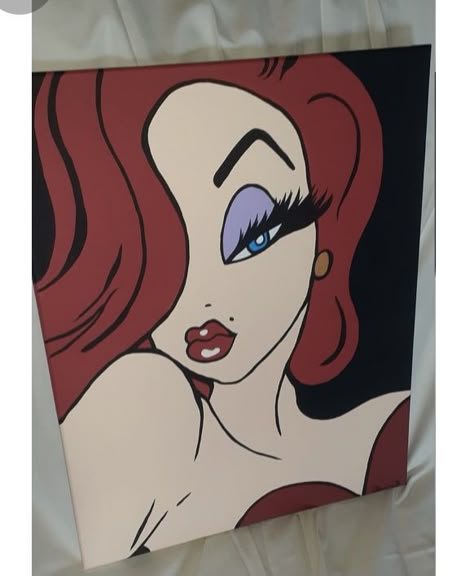 Barbie Painting, Simple Canvas Paintings, Cute Canvas Paintings, Easy Canvas Art, Canvas Painting Designs, Cute Paintings, Cute Canvas, Jessica Rabbit, Pop Art Painting