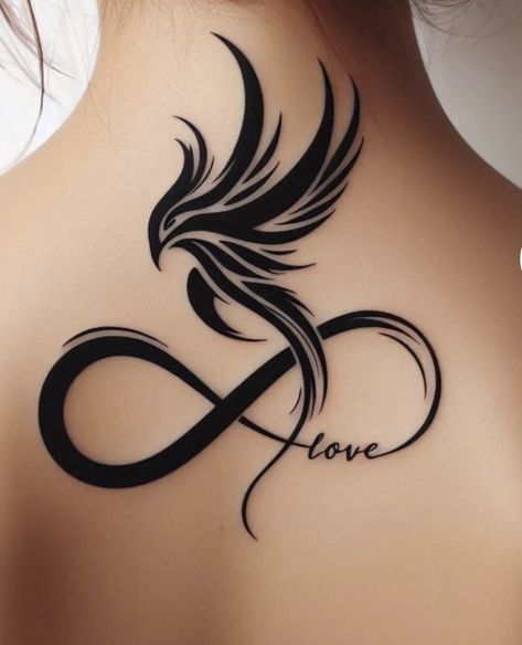 Phoenix Infinity Tattoo, Shoulder Tattoo Quotes, Feminine Back Tattoos, Bat Eyes, 30 Tattoo, Phoenix Tattoo Feminine, Small Phoenix Tattoos, Phönix Tattoo, Simple Tattoos For Women