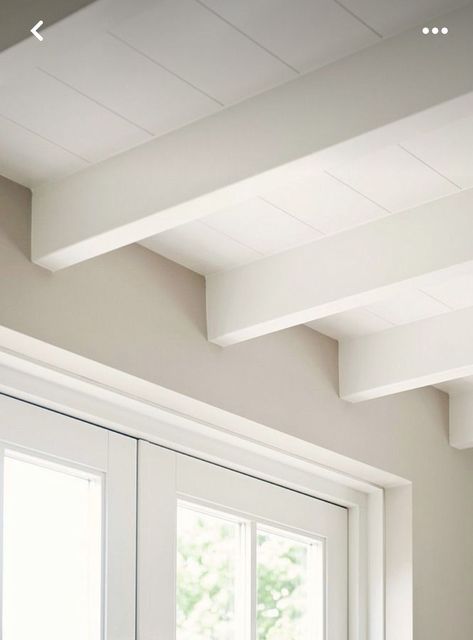 White Timber Ceiling, White Beams In Kitchen, Beams On Ceiling Living Room, White Beam Ceiling, Beams Painted White, Ceiling Beams White, White Plank Ceiling, White Ceiling Beams, White Beams Ceiling