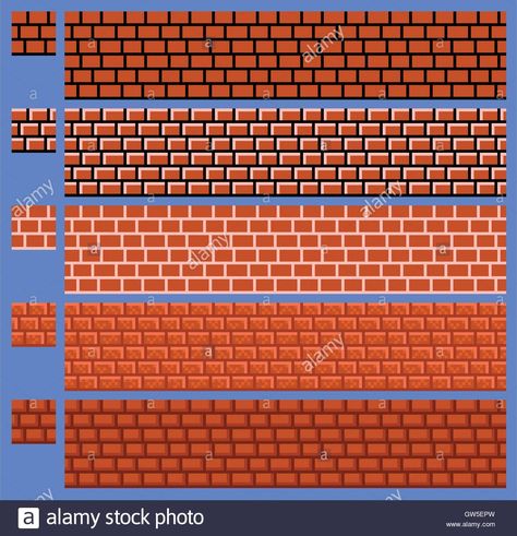 Download this stock vector: Texture for platformers pixel art vector - brick wall - GW5EPW from Alamy's library of millions of high resolution stock photos, illustrations and vectors. Brick Wall Illustration, Display Background, Wall Illustration, Retro Display, Pixel Art Landscape, Piskel Art, Vector Texture, Pixel Art Tutorial, Hand Painted Textures