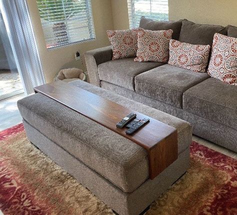 [Promotion] 31 Great Over Ottoman Coffee Table Tricks You'll Be Glad You Discovered #overottomancoffeetable Rectangle Ottoman Styling, Oversized End Table, Ottoman Overlay Table, Ottoman Table Tray, Ottoman Tray Table, Trays For Ottomans Living Rooms, Table Over Ottomans, Ottoman And Coffee Table In Living Room, Modern Ottoman Living Room