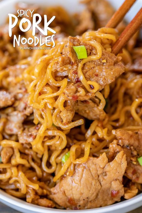 Spicy Pork Noodles, Leftover Pork Tenderloin, Leftover Pork Chops, Best Pork Recipe, Pork Noodles, Leftover Pork, Mapo Tofu, Pork Dinner, Tenderloin Recipes