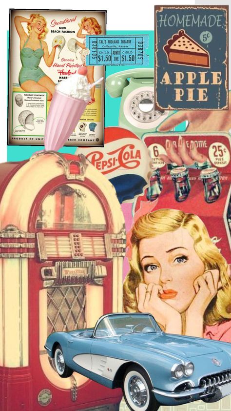 50s Phone Wallpaper, Retro Vibe Aesthetic, 50s Vibes Aesthetic, Diner Aesthetic Wallpaper, 1950 Aesthetic Wallpaper, 50s Aesthetic Diner, 50's Aesthetic 1950s, 1960s Diner Aesthetic, Vintage 1950s Aesthetic Wallpaper