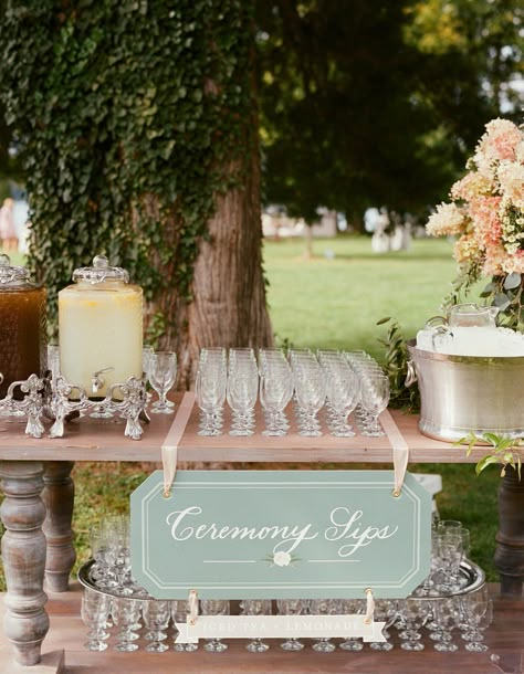 Wedding Ceremony Drink Station, Wedding Water Station, Rustic Wedding Drink Station, Easton Maryland, Wedding Drink Station, Al Fresco Wedding, Drinks Reception, Hydration Station, Cottage Wedding