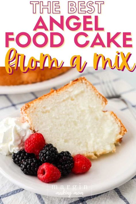 How to Make the Best Angel Food Cake from a Mix Angel Food Cake Box Mix Recipes, Sour Cream Angel Food Cake Recipe, Sugar Free Angel Food Cake Recipe, Easy Angel Food Cake, Best Angel Food Cake, Angel Food Cake Mix, Cake Mix Recipe, Angel Food Cake Mix Recipes, Cake Hacks