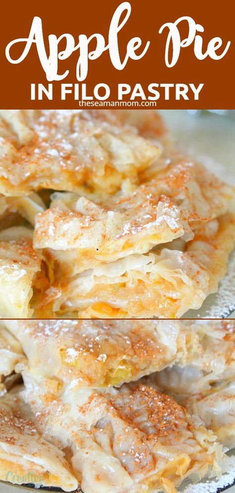 Deserts With Filo Pastry, Apple Pie Baklava Recipe, Things To Make With Phyllo Dough, Apple Filo Pastry Recipes, Filo Pastry Recipes Sweet, Phylo Pastry Recipes, Philo Pastry, Philo Dough, Filo Pastry Recipes