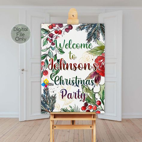 Printable CHRISTMAS Welcome Sign. Floral Christmas Party Decor. Custom Christmas Welcome Board. Work Party Sign Template. Party Signage https://etsy.me/3EWRM3u #christmas #christmasparty #christmasdecor #christmasdesign #christmasbokeh #christmassign #christmasboard Paw Patrol Skye Birthday, Party Signage, Christmas Party Decor, Welcome Board, Christmas Program, Floral Christmas, Welcome Boards, Paw Patrol Birthday Party, Welcome Poster