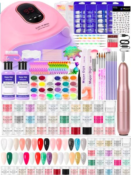 Acrylic Nail Kit, 29 Colors Acrylic Powder with 2*60ml Acrylic Liquid Electric Nail Drill for Gel Nails with 36W UV Lamp for Gel Nails Set, DIY Nail Art Tool Complete Starter Kit Diy Nail Art Tools, Gel Nail Set, Volleyball Stuff, Electric Nail Drill, Acrylic Liquid, Acrylic Nail Kit, Gel Nail Kit, Art Tool, Nails Set