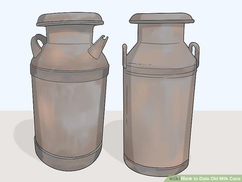 Easy Ways to Date Old Milk Cans: 11 Steps (with Pictures) Milk Jugs Garden, Antique Milk Jug, Painted Milk Cans, Milk Can Decor, Antique Milk Can, Old Milk Cans, Antique Farmhouse Decor, Milk Pail, Vintage Kitchen Accessories