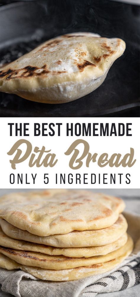 Homemade Pita Bread Recipe - (sweetsimplevegan) Pane Pita, Homemade Pita, Homemade Pita Bread, Pita Bread Recipe, Pudding Chia, Pain Pita, Bread At Home, Bread Homemade, Pita Bread