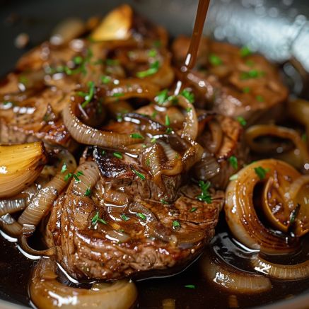 Découvrez notre recette savoureuse de bœuf sauté aux oignons et sauce sucrée-salée. Facile à préparer et pleine de saveurs ! Beef Steaks, Onion Sauce, Fish Recipes Healthy, Breakfast Potatoes, Food Tasting, Food Recepie, Beef Steak, Beef Broth, Hearty Meals