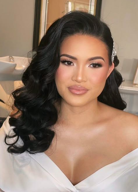 Glam Bride Makeup, Romantic Wedding Makeup, Pageant Makeup, Wedding Makeup Bride, Romantic Makeup, Asian Bridal Makeup, Glam Wedding Makeup, Hollywood Makeup, Brunette Hair With Highlights