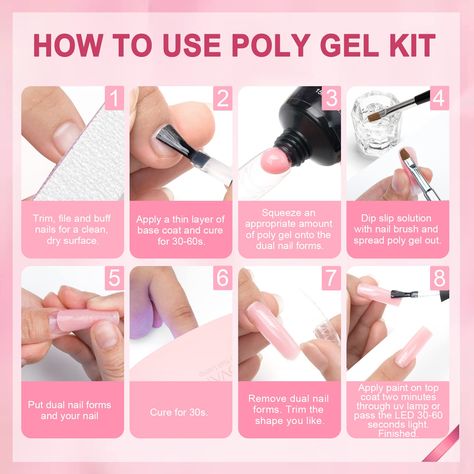 Poly Gel Nail Kit, Gel Nail Tutorial, Poly Nail Gel, Gel Nails French, Nail Tutorial Videos, Business Nails, Nail Courses, Poly Gel, Art Deco Nails