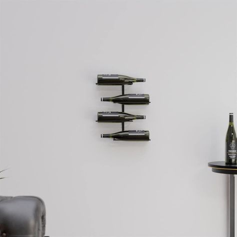 Vitis Wine Rack - Stylish 4-Bottle Metal Wall-Mounted Storage Wine Rack Dimensions, Beer Storage, Metal Wine Rack, Wall Mounted Storage, Wall Mounted Wine Rack, Basement Reno, Bottle Storage, Wine Collection, Wine Enthusiast