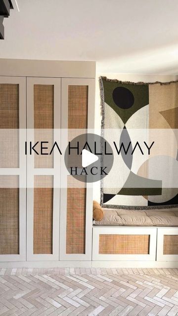 DIY Hacks HQ - home of IKEA hacks and more! on Instagram: "PLATSA HALLWAY • Another hallway today but a very different style! This was created by @studio.philomena using the IKEA Platsa system. The doors have been custom made out of mdf and finished with some weave cane webbing then painted in @farrowandball Shaded White. For this design, Valerie has used 2 Platsa cabinets in 180x60 and 4 units in 60x40. All in all, these provide ample storage for a growing family!! I really love the door design and the additional texture on the walls ties this all together beautifully!  🤍 Let me know what you think of this hack below below 👇 🤍  #interiorstyling #ikeahack #hallwaydecor #mudroom #bootroom #ikea #ikeahacks #diy #diyhacks #ikeaplatsa #farrowandball #farrowandballpaint" Entryway Ideas For Families, Hallway Wall Cabinet, Built In Hallway Storage Ikea, Ikea Small Hallway Ideas, Ikea Coat And Shoe Storage, Ikea Entryway Closet Ideas, Ikea Wardrobe Hallway, Ikea Hallway Storage Hack, Practical Hallway Ideas