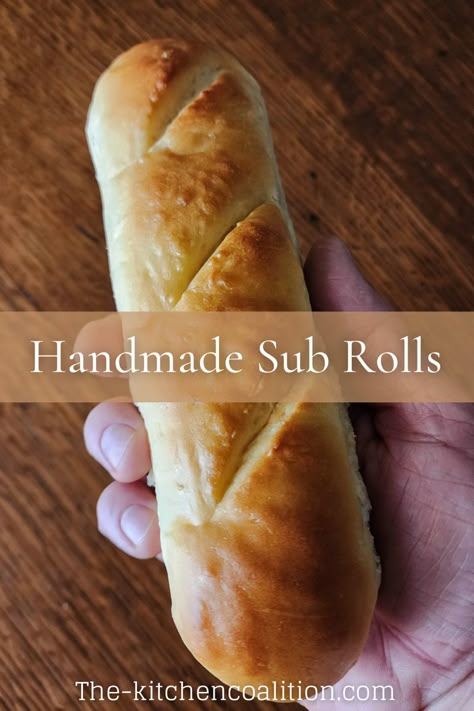 These handmade sub rolls are sturdy enough to hold up for hearty meatballs yet soft enough for a simple easy sub sandwitch. Sub Rolls Homemade Bread Machine, Hoagie Rolls Recipe, Sub Buns Sandwiches, Soft Sandwich Rolls Recipe, Hoagie Bun Recipe, Hoagie Buns, Diy Subs Sandwiches, Sub Rolls Recipe, Easy Sub Rolls