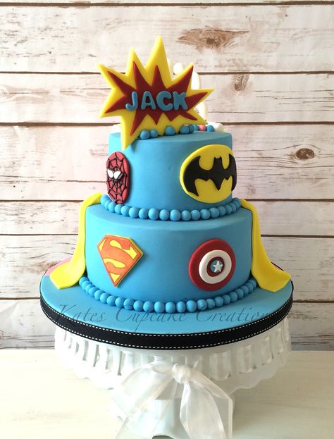 2-tier cake 2 Tier Superhero Cake, Super Hero Cake, Hero Cake, Superhero Birthday Cake, 2 Tier Cake, Superhero Cake, Tier Cake, Superhero Birthday, Superhero Party