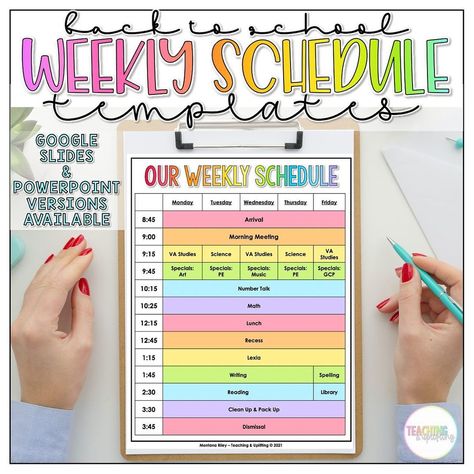 Class Schedule Display, Classroom Schedule Display, Back To School Templates, Weekly Schedule Template, Class Schedule Template, Teaching Degree, Classroom Hacks, Teaching High School English, School Template