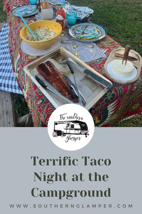 Tacos are the perfect ending to any day. Make seasonal taco with fresh local ingredients that will take your taco game to the next level. From fish tacos to beef and cabbage, you will please any crowd. Plus, I've included my new batch cocktail margaritas that make this meal a homerun! #tacos #tacotuesday #camping #glamping #fishtacos #rvlife #batchcocktails #margaritas #campingmeals #castiron Camping Taco Bar, Taco Games, Taco Kit, Burrito Bar, Blacken Fish, Orange Liquor, Carnitas Tacos, Batch Cocktails, Summertime Recipes