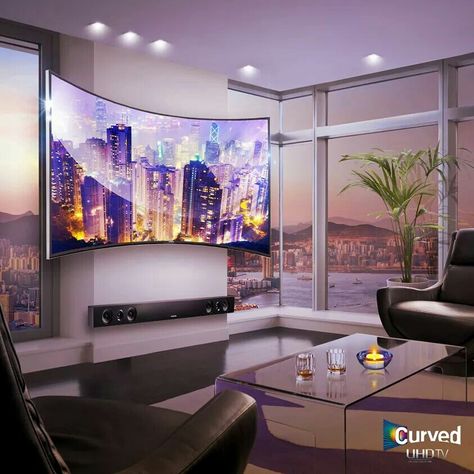 Samsung Curved UHD Smart TV Curved Tvs, Mason Jar Chandelier, Diy Chandelier, Home Design Living Room, Lcd Tv, Home Tv, Tv Room, Dream Bedroom, Smart Tv