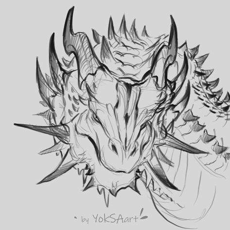 Work in progress on Meraxes’ portrait! Thanks to everyone who participated in the poll — the majority voted for this head design, so I’ve started working on it. Still refining the details, but I’m loving how it’s shaping up so far. You can also see some other head shape variations. . . . . . #artprocess #dragonart #fantasyart #digitalart #workinprogress #dragondesign #fantasycreature #Procreate #sketchingjourney #meraxes #hotd #houseofthedragon #gameofthrones #housetargaryen #targaryendragons Fantasy Reference Drawing, Human Dragon Drawing, Dragon Aesthetic Drawing, Dragon Facing Forward, Meraxes Dragons, Dragon Breathing Fire Drawing, How To Draw Dragon, Dragon With Armor, Dragon Reference Drawing