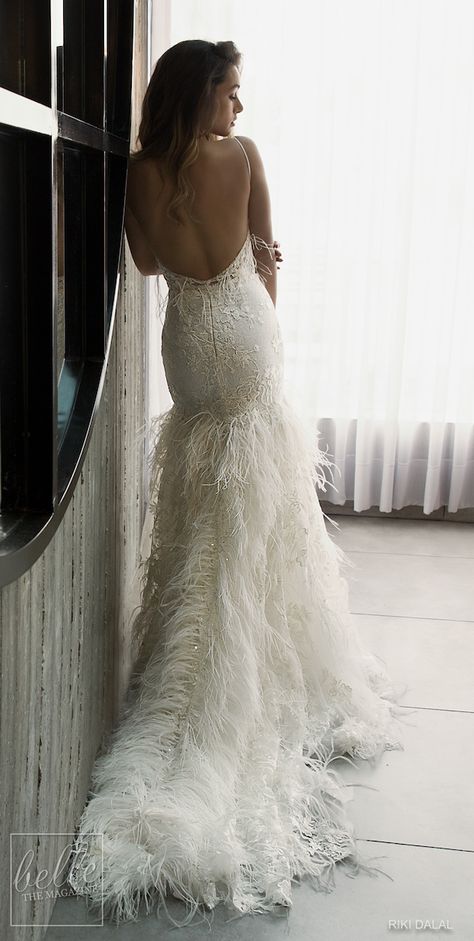 Riki Dalal Wedding Dresses Spring 2019: Glamour Bridal Collection #Wedding #Dresses #Gowns #WeddingDress #WeddingGown #Casamento #VestidoDeNoiva Wedding Dresses Trumpet, Backless Mermaid Wedding Dresses, Wedding Dress With Feathers, Feather Gown, Wedding Dresses Mermaid, Trumpet Wedding Dress, Sophisticated Bride, Trendy Wedding Dresses, Country Wedding Dresses