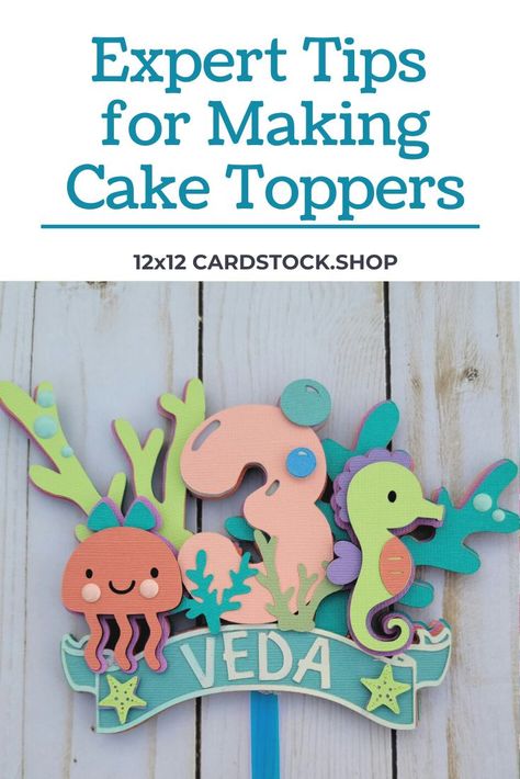 Looking for some expert tips for making paper cake toppers? Here's everything you need to know about layering cake toppers, adding dimension to cake toppers and more. Paper cake toppers are so popular right now. Learn how to make your own DIY party decor with cardstock. Paper Cake Topper, Kids Cake Toppers, Diy Party Decor, Diy Cake Topper Birthday, Cricut Cake, Diy Stencils, Cardstock Crafts, Cricut Svgs, Cricut Birthday