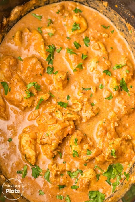 Slow Cooker Butter Chicken: a simple, flavorful meal with tender chicken in a rich, creamy sauce. Perfect for easy, comforting family dinners! Good Crockpot Chicken Recipes, Slow Cooker Butter Chicken Coconut Milk, Butter Chicken Crockpot Easy, Cooking Chicken In Crockpot, Instant Pot Comfort Food Recipes, Slow Cooker Recipes Chicken Breast, Crockpot Slow Cooker Recipes, Healthy Crockpot Meals Chicken, Crockpot Chicken Tenders