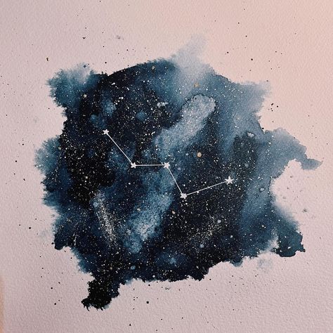 Mystic Watercolor, Watercolor Constellation, Watercolour Stars, Galaxy Watercolor Painting, Constellation Painting, Constellation Drawing, Watercolour Galaxy, Night Sky Watercolor, Celestial Watercolor