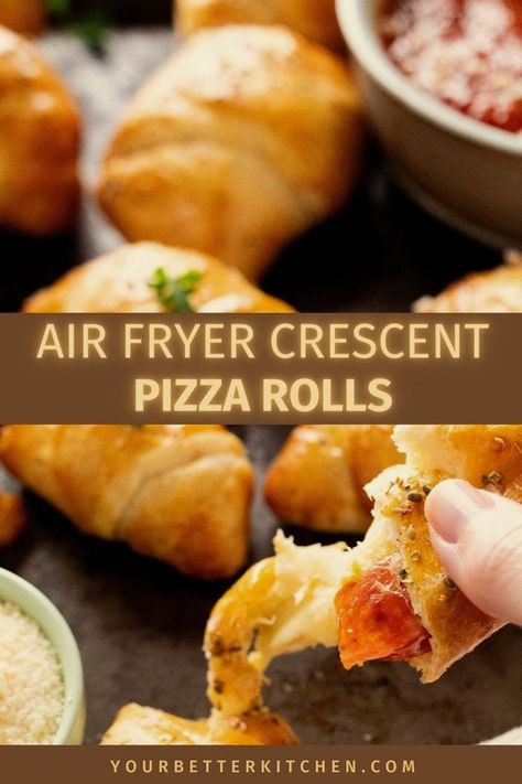 Looking for a quick yet satisfying meal? Meet the pizza crescent rolls, tailor-made for your air fryer. Packed with mozzarella and pepperoni, they're both kid-approved and adult-loved. Whether after school or during a relaxing weekend, these homemade pizza treats are sure to please. Get the recipe now! Pizza Crescent Roll Recipes, Easy Pizza Rolls, Cinnamon Sugar Crescent Rolls, Pizza Crescent Rolls, Air Fryer Pizza Rolls, Crescent Pizza, Croissants Recipe, Air Fryer Pizza, Easy Comfort Food Dinners