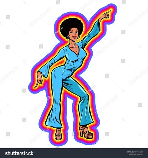 80s Afro, Eighties Style, Retro Vector Illustration, Pop Art Retro, Woman Dancing, Music Flyer, Music Illustration, Retro Vector, Disco Dance