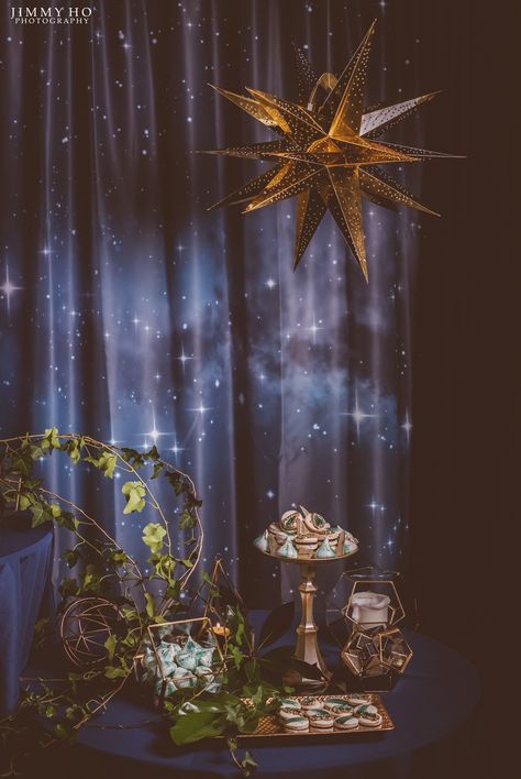 Celestial Aesthetic Party, Gold Celestial Wedding, Celestial Event Decor, Celestial Prom, Green Celestial Wedding, Celestial Halloween, Whimsigothic Wedding, Vintage Celestial, Celestial Aesthetic Art