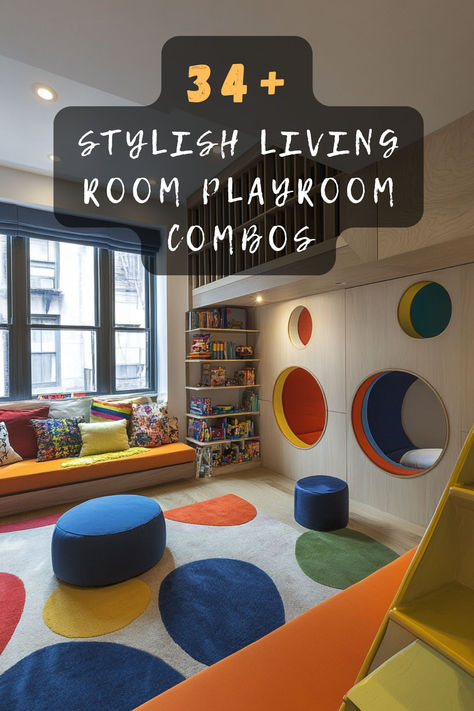 Discover 35 stylish living room playroom combo ideas that perfectly balance family fun and functionality. 🏡 From clever storage solutions to playful decor, these designs offer creative ways to blend play and relaxation. Curious to see how you can transform your space for everyone to enjoy? Click to explore all the stylish combos! #LivingRoomPlayroom #FamilySpace #HomeInspo #FunctionalDecor #PlayfulDesign #FamilyFun #CreativeSpaces Fun Family Room Decor, Game Room Playroom Combo, Playroom Multipurpose Room, Playroom With Tv And Couch, Living Room Toy Room Combo, Playroom Den Ideas, Mixed Age Playroom, Living And Playroom Combo, Large Family Living Room Ideas