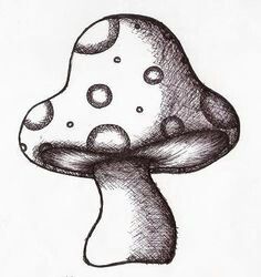 Mushroom Cartoon Mushroom, Mushroom Paint, Mushroom Tattoos, Mushroom Drawing, Mushroom Art, Drawing Images, A Drawing, Art Drawings Sketches, Pencil Drawing