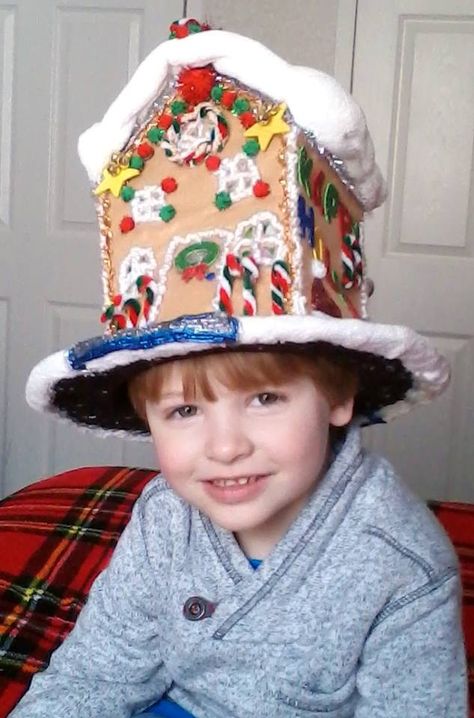 This is the Gingerbread House Hat made by me, Larina Marie Chodan Johnson, owner and creator at Rainey Days Creative (visit our FB page @ www.facebook.com/RaineyDaysCreative) Crazy Christmas Hat Diy Ideas, Holiday Hats Diy, Crazy Christmas Hat Ideas, Ugly Christmas Hat Ideas, Funny Christmas Hats Diy, Crazy Christmas Hat, Christmas Hats Ideas, Gingerbread Hat, Diy Christmas Hats