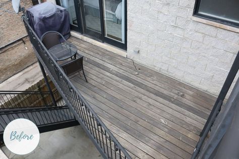 Before & After: Odd-Shaped Deck to Outdoor Oasis | Wayfair Stain A Deck, City Balcony, Semi Transparent Stain, Ranch Remodel, Diy Playbook, Painted Trays, Staining Deck, Dark Gray Color, Custom Decks