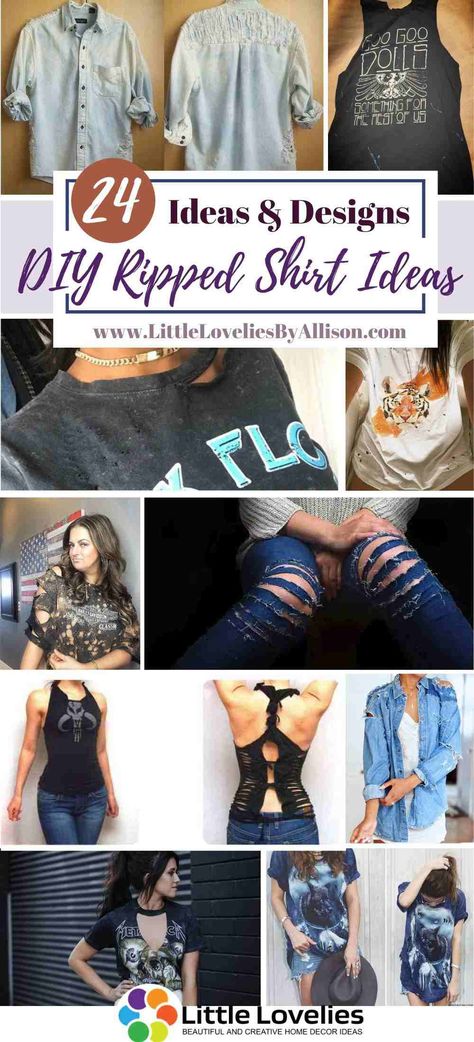 24 DIY Ripped Shirt Ideas – How To Distress A Tee How To Rip A Tshirt Diy, Distressed Tee Diy, How To Make A Distressed Shirt, Tshirt Distressing Diy, How To Distress A T Shirt, Distress Shirt Diy, Cut Graphic Tee Diy, Distressed Shirt Diy, How To Distress A Tshirt