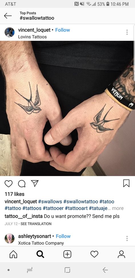 Hand Swallow Tattoo, Swallow Tattoo Hand, American Traditional Swallow Tattoo, Vintage Swallow Tattoo, Skeleton Swallow Tattoo, Swallow Hand Tattoo, Retro Swallow Tattoo, Tattoo Chest And Shoulder, Barn Swallow Tattoo